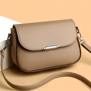 Women's Plain Metal Decor Flap Crossbody Bag Shoulder Bag Daily Use Wallet in Neutral Tone organizer flower bouquets