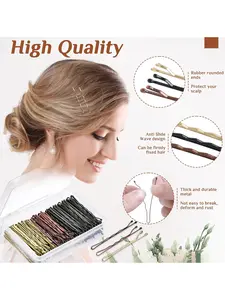 150Pcs 2" Bobby Pins Set With Clear Storage Box, Hair Pins Clips for Women - Mini Strong Hold Bun Pins for All Hairstyle (Thin/Thick/Curly/Straight), unique wavy design, strong toughness, not easy to break, Hair Accessories for Styling, Updos, Daily Use