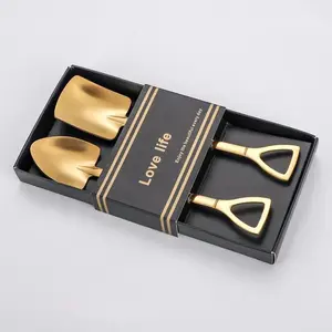 Golden Shovel Spoons for Desserts Coffee  Shovel Spoon Set Grapefruit Spoons Set of 2 Flat Watertermelon Ice Cream Spoons Gifts for Ice Cream Lovers House Warming Gifts for   Couples