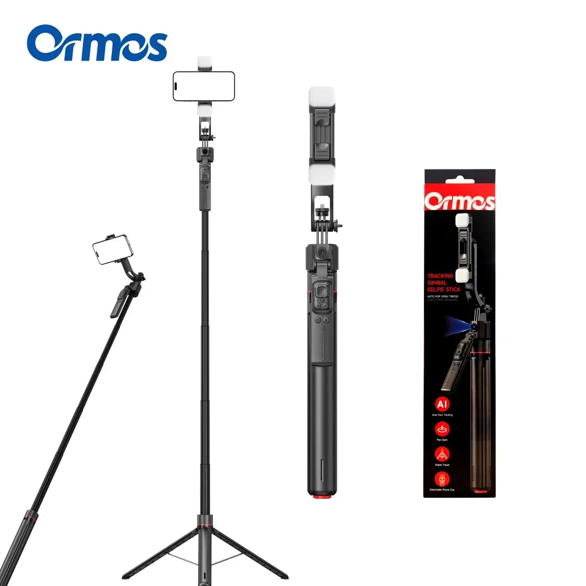 Auto Face Tracking Tripod, 360 Degree Smart Rotation Selfie Stick That Follows Movement, With Remote & Fill Light For Vlog, Live Stream, Video Recording, Universal For All Smartphones