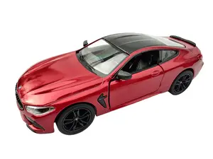 KINSMART 1:38 Scale BMW M8 Competition Coupe Diecast Model Car Burgundy Color Openable Doors Pull Back Action Collectible Toy 5 Inches Length