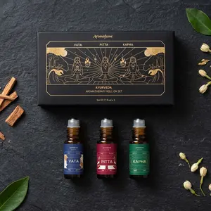 Ayurveda Essential Oil Roll On Blend Assorted Set | Vata,Pitta,Kapha Balancing Roll on Perfume Oils | Use for Aromatherapy, Relaxation Set | Reiki, Yoga & Stress Relief Gifts | 5ml | Aromafume