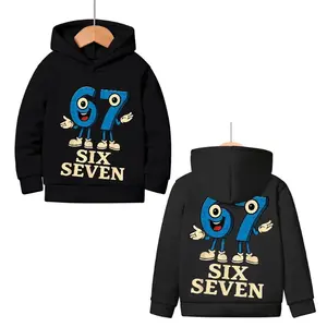 67 Six Seven Kids Funny Hoodie Sweatshirt Outdoor Comfortable Front and Back Print Boys and Girls Black Grey Pink