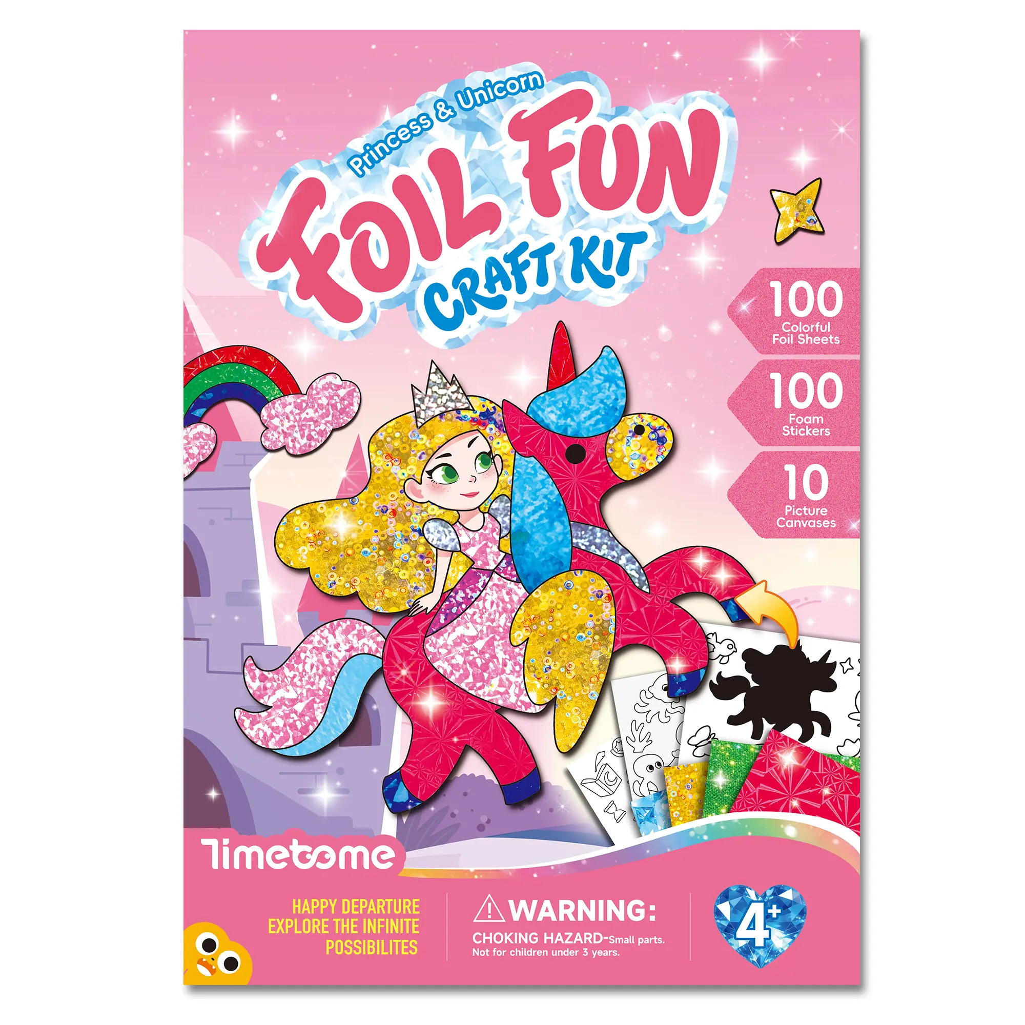 Timetome Foil Craft Kit for Kids, Princess & Unicorn Foil Art Set for Ages 4–8, No Mess Creative Arts and Crafts, Easy Peel Stick Foil Pictures, Gift for Girls 5-10
