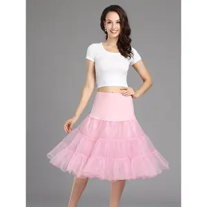 Vintage 50s-Inspired Women'S Tulle Petticoat - Yellow Half Slip Underskirt with Ruffled Hem, Polyester, A-Line Design for All Seasons, Seasonal Fashion | Ruffled Hem Skirt | Polyester Tutu, Tutu Skirt