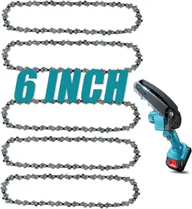 6 Inch  Chain 5 Pack Durable Carbon Steel for 6-inch Cordless Electric Portable Mini Chainsaws Smooth Operation & Minimal Kickback for Safety
