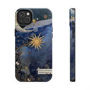 Celestial Sun and Moon Stars Night Sky Phone Case for IP 16 15 14 13 12 11 Pro Max XR Xs 6 7 8 Plus SE, Night Sky Stars Galaxy Case, Mystical Sun and Moon Quote  Phone  Cover, Tough Case, Waterproof