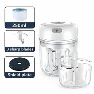 Electric Garlic Chopper, 250ML USB-Rechargeable Mini Portable Wireless Food Processor for Garlic, Onion, Fruit,summervibes