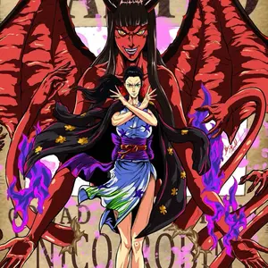 Custom Nico Robin Wants Poster Acrylic or Regular Poster Featuring Dynamic Red and Purple Artwork