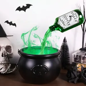 Halloween Decorations Indoor, Magic Floating Potion Bottles with Mist Maker Halloween Witches Cauldron DIY Black Floating Potion Bowl for Halloween Party Decorations Home Mantel Table Decor