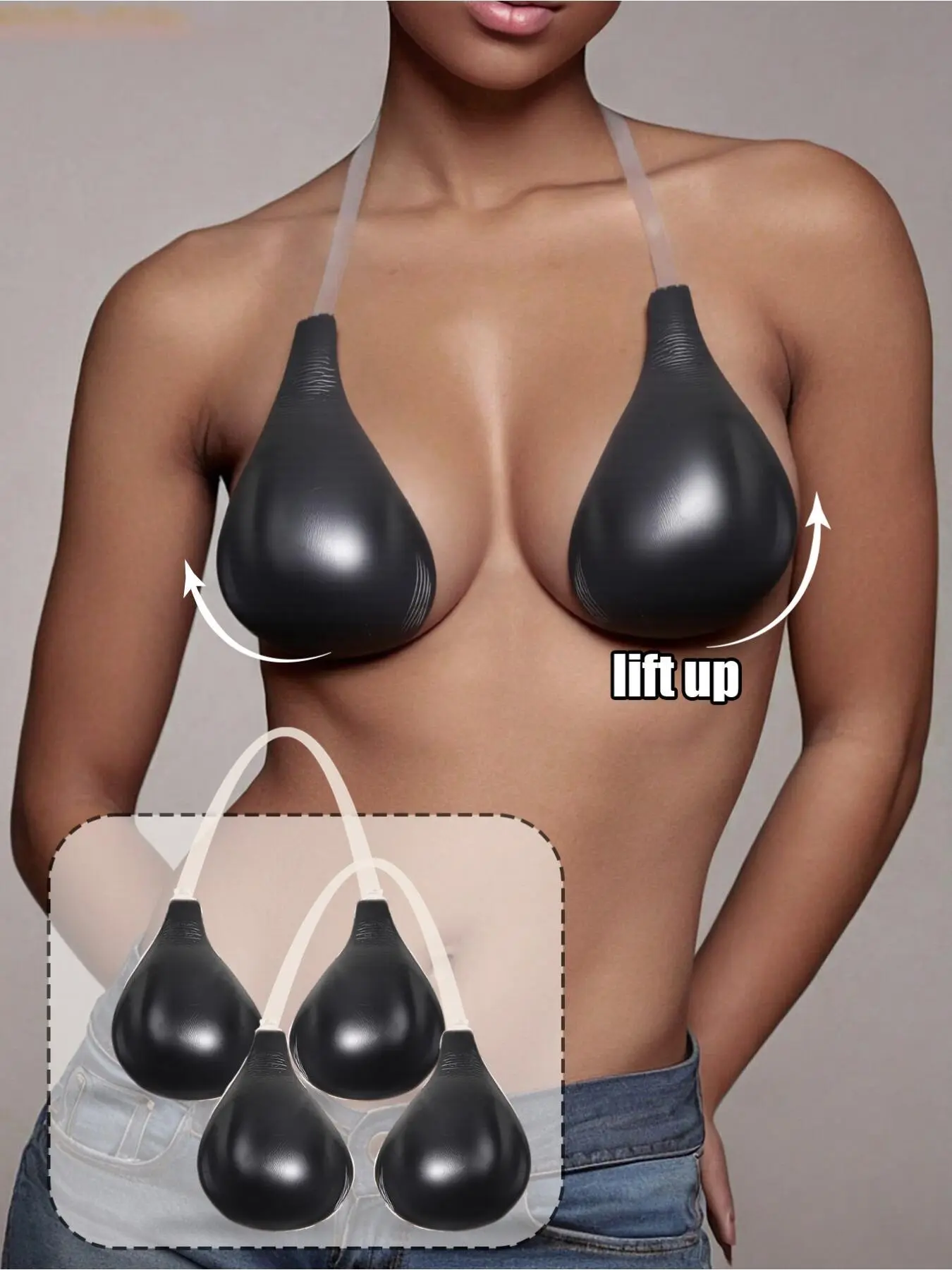Black Invisible Breast Petals, Silicone Bra, Invisible Bras, Lifting and Shaping for Silhouette, Seamless Fit No Awkwardness, Essential for Plus-Size Women's Outfits