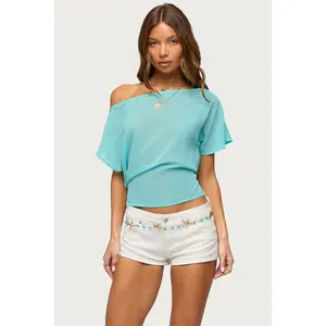 Noria Sheer Chiffon Off Shoulder Top