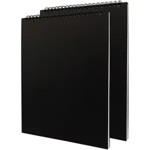 Black Upright Sketch Notebook, 2-Pack, 10 x 7.5 Inches, 1150GSM Hard Cardstock Cover, 100 Pages / 50 Sheets, 100GSM Paper