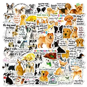 56 cute puppy quote stickers in English, no duplicates, adorable pet dog stickers