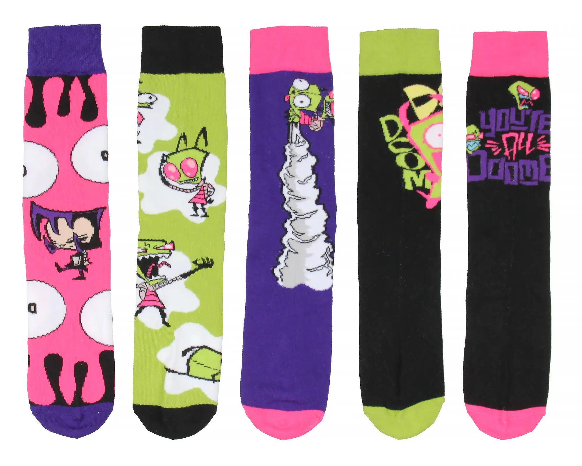 Invader Zim Crew Socks, Invader Zim Gir Grr Character Mid-Calf Crew Socks For Men Women 5 Pack