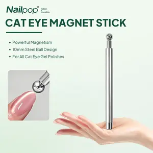 1SET Dual-Head Magnetic Pen, Stylish Aluminum Handle, Ergonomic Long Grip, Beginner Friendly Instant Cat Eye Nail Art Tool, Nail Art Accessories