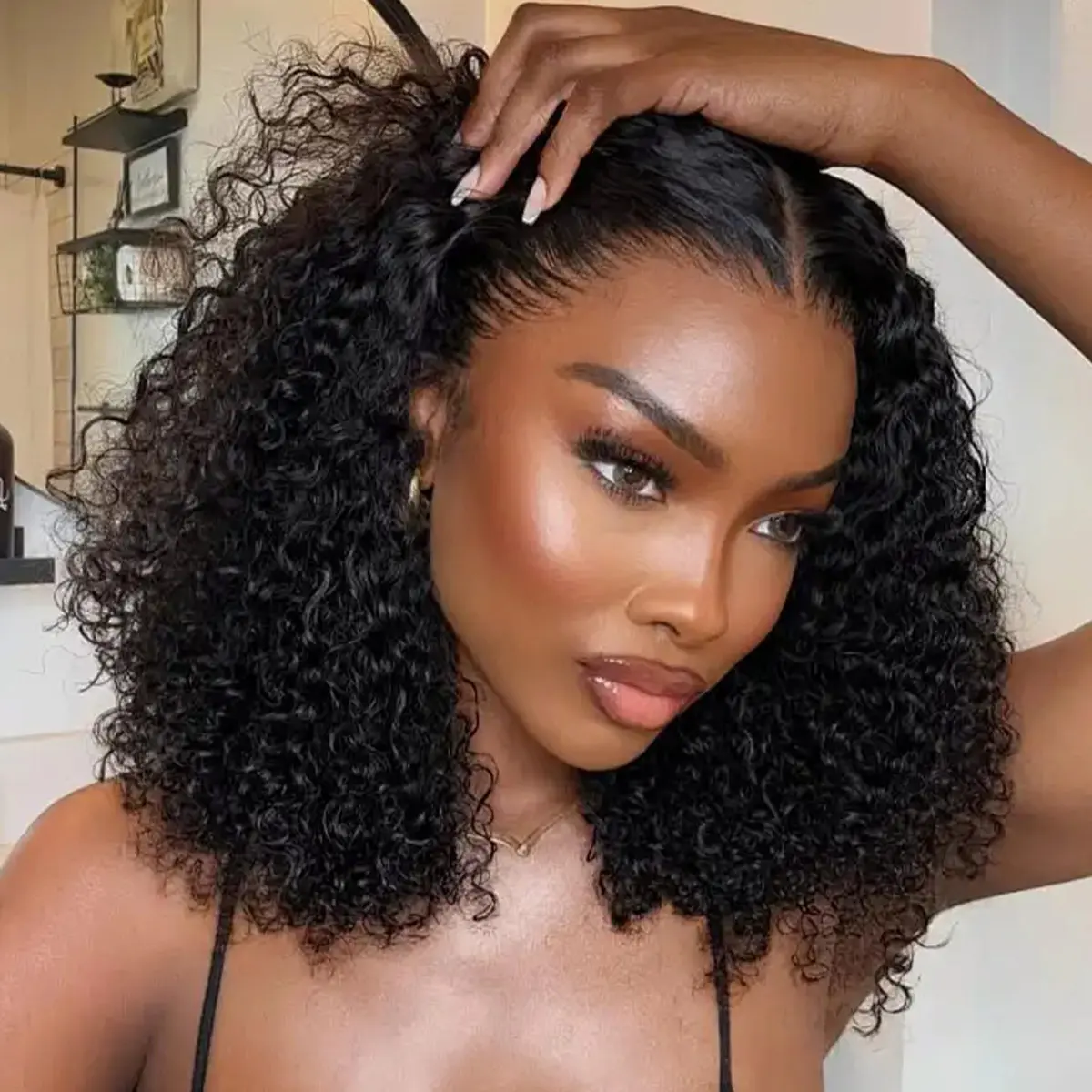 OQ HAIR M-Cap Kinky Curly Wear Go Wigs 9x6 HD Pre Cut Lace Bleached Knots Glueless Human Hair Wigs Pre-Plucked Natural Hairline With Invisible Knots Vocation Hair