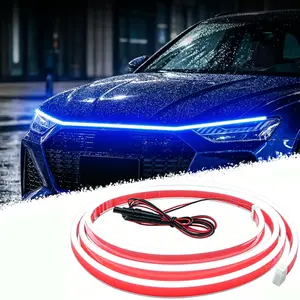 Dynamic Scan Startup 71 Inch Car Hood Light Strip – Waterproof Flexible DRL Daytime Running Lights, Eye-Catching Night Driving Upgrade Decorative Light for Car Enthusiasts Truck/SUV Engine Cover Decoration Accessories, Universal Car Accessory Gift