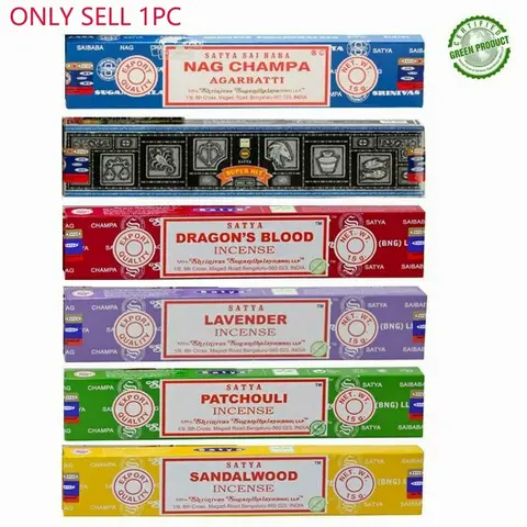 Satya Sai Baba Handmade Scented Incense Sticks 15g, Home Fragrance Products, 6 Scents Including Sandalwood, Lavender, Dragon Blood, for Purification, Relaxation, Yoga, Meditation, Calming Home Fragrance