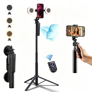 【Mother's Day】NexPod 70.9" Auto Face Tracking Tripod with Gesture Control & 2 Fill Lights for Content Creators, 360° Rotatable Smart Selfie Stick Stand for TikTok Live, Vlogging & Content Creators (iPhone/Android), Phone Tripod for Android Camera/GoPro