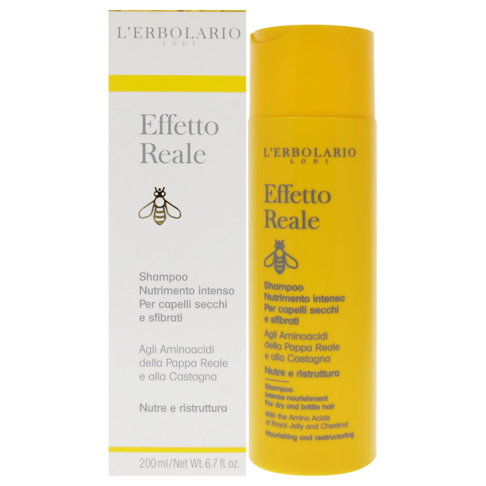LErbolario Effetto Reale Intense Nourishing Haircare Shampoo, Unisex Daily Use - 6.7 fl oz