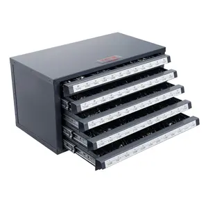 Drill Bit Dispenser Cabinet With Five Drawers And Labeling System, Heavy Duty Steel Drill Bit Organizer Cabinet For Sizes #1 To #60, Stackable Metal Storage Drawer Unit With Clear Labels, Ideal For Home Workshop And Garage