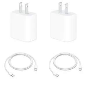 2 Pack 20W Fast Charger for iPhone 17 / 16 / 15 | USB-C Power Adapter + C to C Cable | Super Fast Charging Set