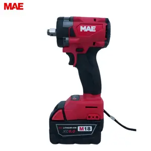 MAE M18 FIW212 1/2" Stubby Impact Wrench – 300Nm Breakaway Torque for M18 Bolts – 4 Speeds, Compact 12.7cm Head