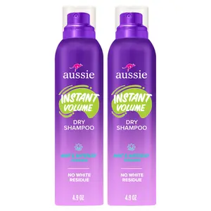 Aussie Instant Volume Dry Shampoo, Clean Volume, Talc-Free, Butane-Free, for Straight, Wavy and Curly Hair, 4.9oz (2 pack)