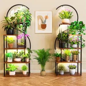 Plant Stand Indoor with Grow Lights, Large Plant Stands for Indoor Plants Multiple, 67" Tall Plant Shelf Indoor, 10 Lights Tiered Plant Holder, Lighted Corner Plant Stand for Home Decor (Left & Right)