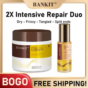 BOGO:BANKIT Collagen Hair Mask + Hair Oil Set – Deep Nourishment, Instant Smoothness, Strong & Shiny Hair for Dry, Frizzy, Damaged Hair