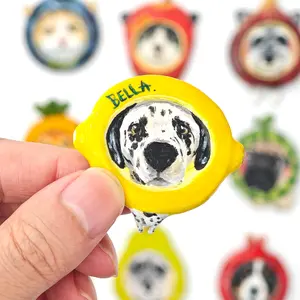 Hand Painted Custom Fridge Magnet，Custom Fruit Pet Portrait Fridge Magnet