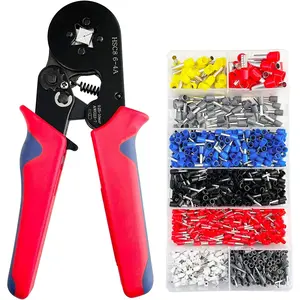 Ferrule Crimping Tool Kit with 1200PCS Ferrules Insulated Wire Terminals AWG23-7 Self-adjustable Ratchet Wire Crimper Plier Kit
