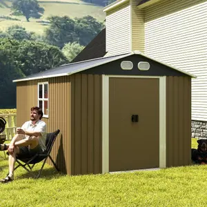 Bellemave Large Weatherproof Outdoor Metal Storage Shed - Enclosure Garden Building with Sturdy Frame, Easy Setup, Floor Frame, Lockable Doors for Garden, Backyard, Enclosure Garden Buildings