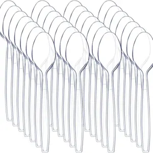 100 Pack Ultra Clear Plastic Spoons, BPA-Free & Heat Resistant, Disposable Utensils for Parties & Events, Ideal for Catering Needs
