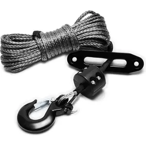 Synthetic Winch Rope Kit, 1/4" x 50ft 10000LBS Winch Rope Line  with Protective Sleeve+Winch Fairlead+ Stopper+Hook for ATV UTV SUV