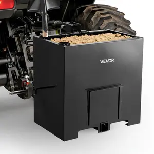 【Summervibes】VEVOR Ballast Box, 3-Point Category 1 Tractor Ballast of 800 lbs Capacity, with Standard 2 Inch Hitch Receiver, Heavy-Duty Steel 5 ft³ Large Volume Durable Loader Attachment with Sliding Door, Black