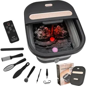 Collapsible Foot Spa Bath with Massager and Heat and Bubble Jets, Temperature, Remote, Pumice Stone, Pedicure Foot Spa for Relaxation Gift for Man