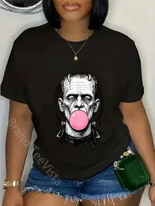 100% Cotton Unisex Frankenstein Monster Bubble Gum Funny Vintage Halloween T-Shirt