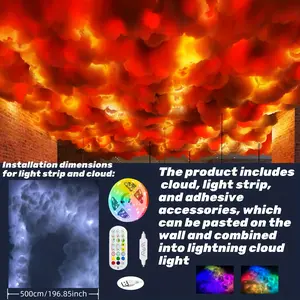 K-Small Thunder Cloud Light, Lightning Thunder Cloud Light Kit, Gaming Room Music Rhythm DIY Light, Game Background Light, Desktop Atmosphere Light -196.85 Inch- 16