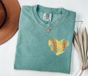 Comfort Colors Retro Heart Softball Shirt, Softball Lover Gift, Softball Season Shirt, Softball Mama Shirt, Softball Mom Gift, Game Day Tee