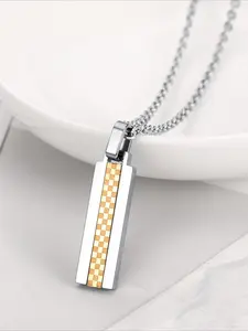 Checkered Square Pendant Necklace, Stainless Steel Does Not Fade, Fashionable and Trendy Accessory, Versatile for Daily Use