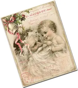 Victorian Shabby Chic Antique Santa and Child Sign for Christmas Wreaths Retro Tin Signs Metal Tin Sign for Home Cafe Bar Hotel Bathroom Banner Wall Decor Idea Gifts for Friends 8x12 Inch