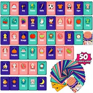 50 Pcs Word Recognition Teaching Aids, Parent-Child Interactive Early Education Visual Skills and Literacy Tools, Educational Toys for Kids