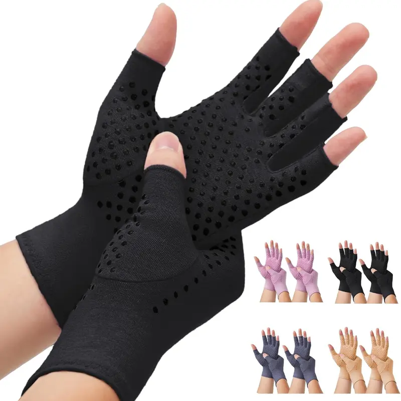 2 Pairs Arthritis Compression Gloves, for Women & Men Hand Arthritis, Anti-Slip Glue dot Gloves for Work