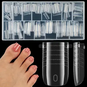 160 Pcs Toe Dual Nail Forms for Poly Gel & Builder Gel Toenail Extension - 16 Sizes Reusable Full Cover Square Toenails Molds - Professional Pedicure Nail Tips for Salon & DIY at Home