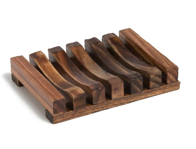 Wooden Soap Dish for Bathroom - Natural Wood Finish