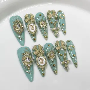 Long Pointed Flashing Handmade Wearable Nails