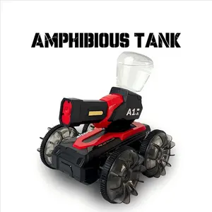 2.4G amphibious combat vehicle water spray shooting rotating remote control off-road vehicle tank children's electric toys