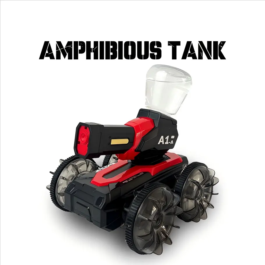 2.4G amphibious combat vehicle water spray shooting rotating remote control off-road vehicle tank children's electric toys
